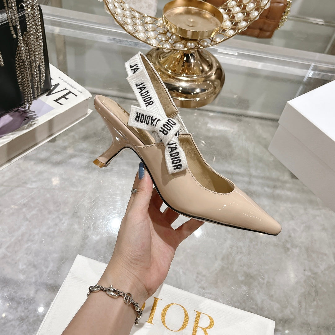 JAdior Slingback 65 Beige Patent Calfskin