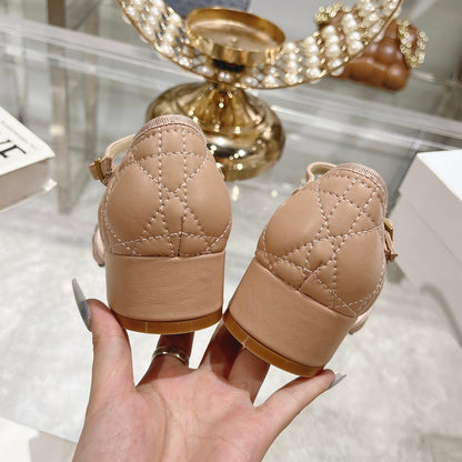 CD Ballet Pump Beige Quilted Cowhide