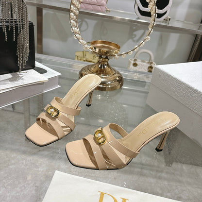 CD 26 High-Heeled Sandals 75mm Beige Patent Leather 592257
