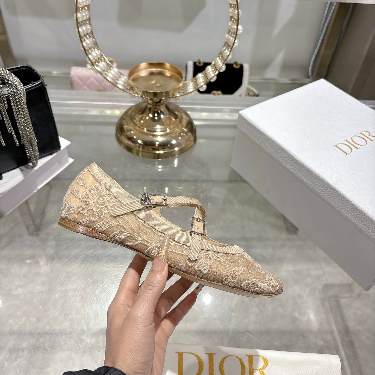 CD Very Ballet Flat Beige Lace 679840