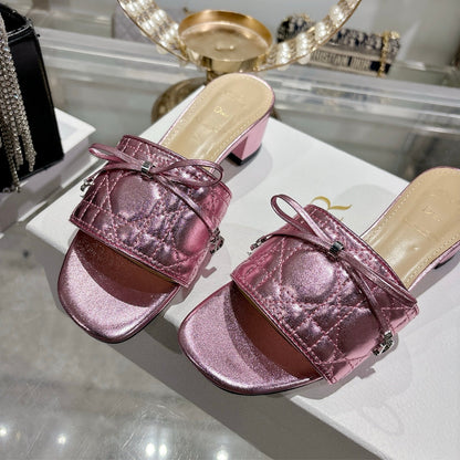 CD 26s Slippers Metallic Pink Beige Calfskin 679868