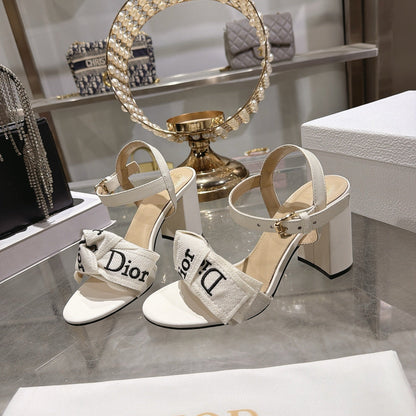 CD J'Adior Sandals White Canvas Leather 901709