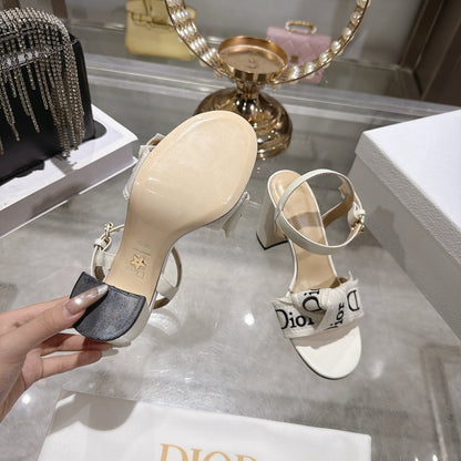 CD J'Adior Sandals White Canvas Leather 901709
