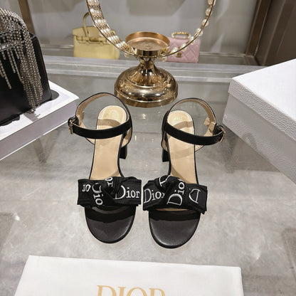 CD J'Adior Sandals Black Canvas Leather 901710