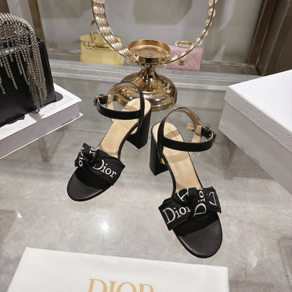 CD J'Adior Sandals Black Canvas Leather 901710