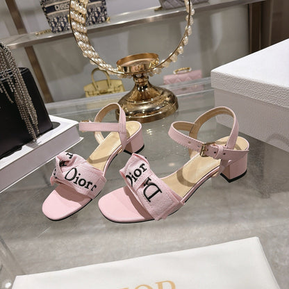 CD J'Adior Sandals Light Pink Canvas Leather 901715