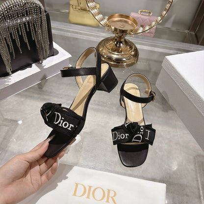 CD J'Adior Sandals Black Canvas Leather 901714