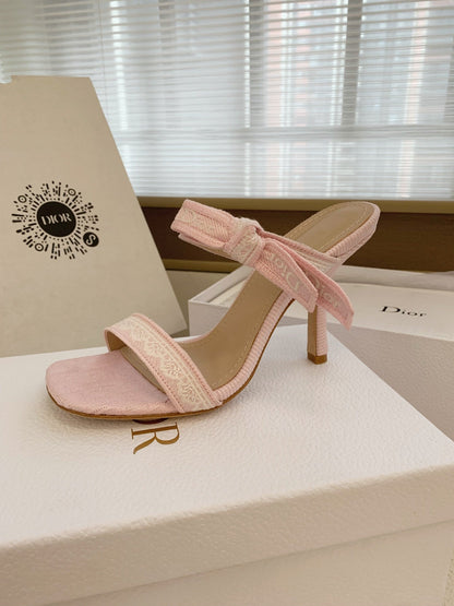 CD 26s High Heel Sandal 100 Pink Canvas Sheepskin  664178