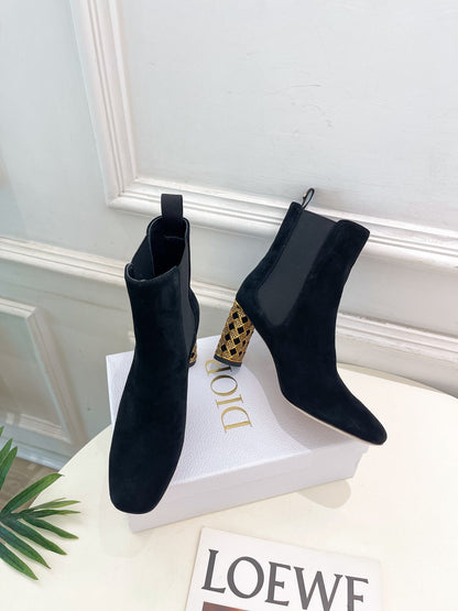CD Icon Heeled Ankle Boot 80mm Black Suede