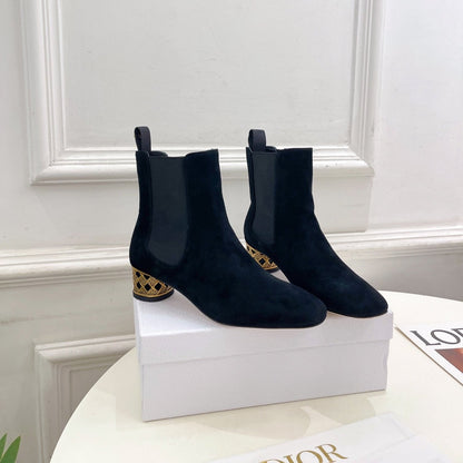 CD Icon Heeled Ankle Boot 40mm Black Suede