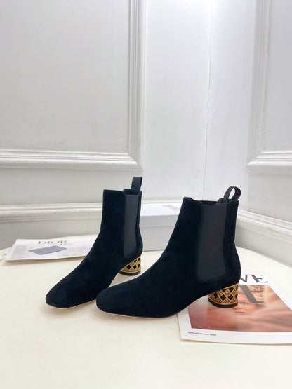 CD Icon Heeled Ankle Boot 40mm Black Suede