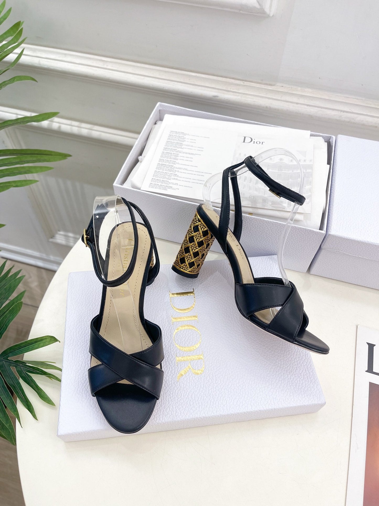 CD Icon Heeled Sandal 80mm Black Calfskin