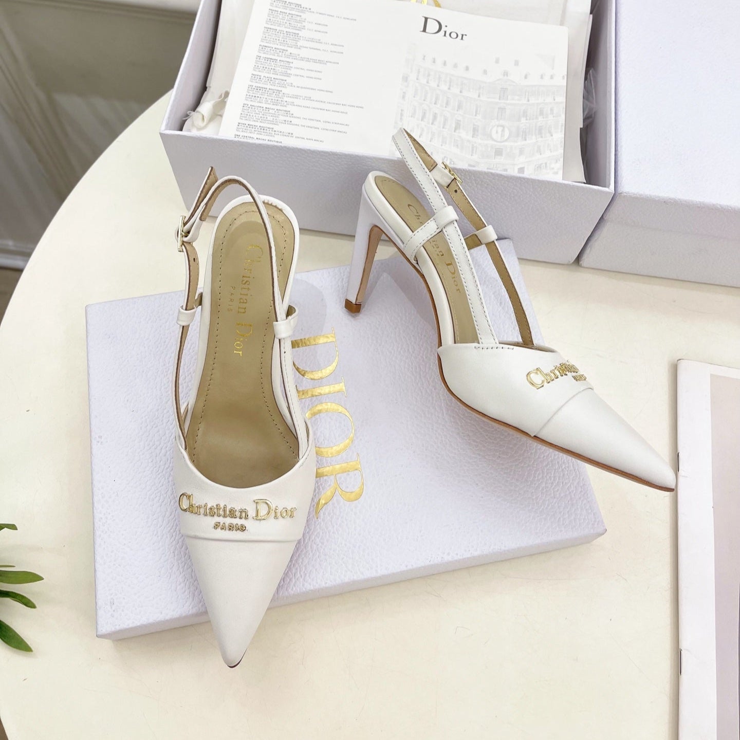 CD 25 Slingback Heel White Leather 307437