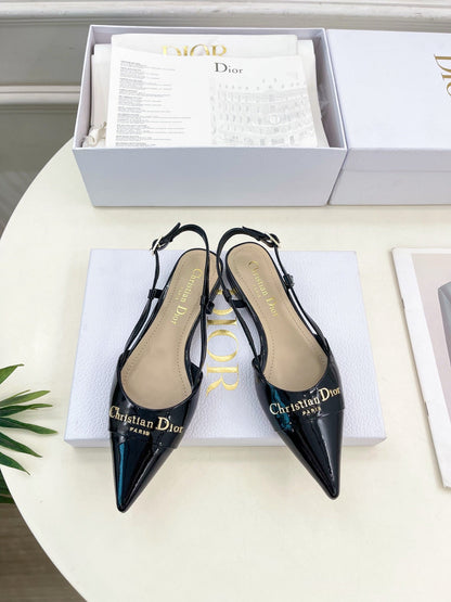 CD 25 Slingback Flat Black Patent Leather 307438