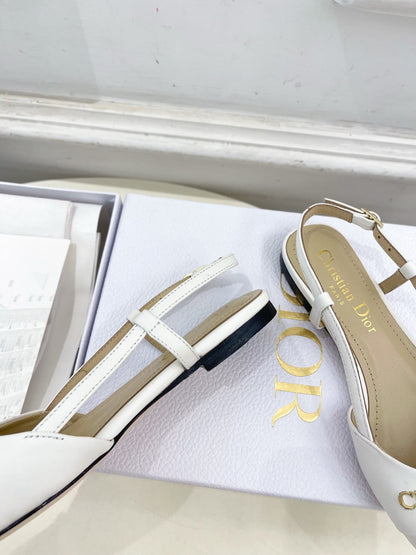 CD 25 Slingback Flat White Calfskin 307442