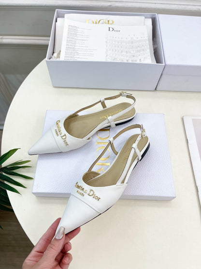 CD 25 Slingback Flat White Calfskin 307442