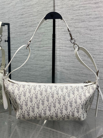 CD 2026 D-Journey Bag 25.5cm White Grey Cotton Calfskin 289150