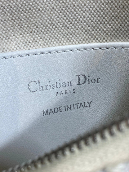 CD Diorling 19cm Bag White Grey Cotton Calfskin 289144