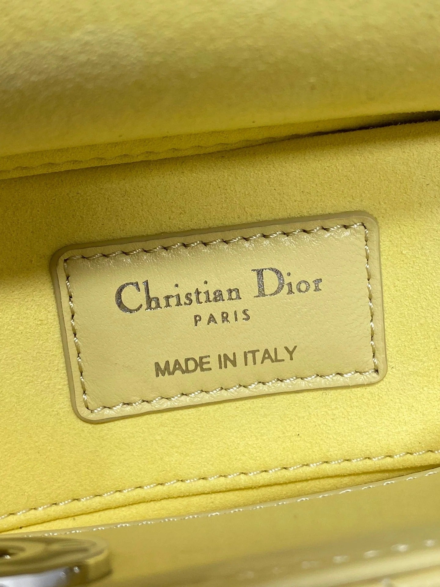 CD 2026 Bow Lady D-Joy 19cm Yellow Cannage Lambskin With Silver Charm 286561