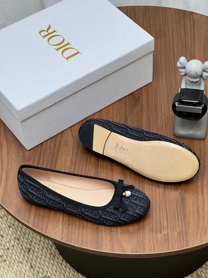CD Oblique Ballet Flat Fabric Cowhide 846595