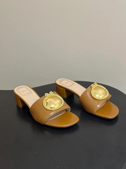 CD D-Club Retro CD Letter Metal Buckle Sandals 45mm Leather 846977