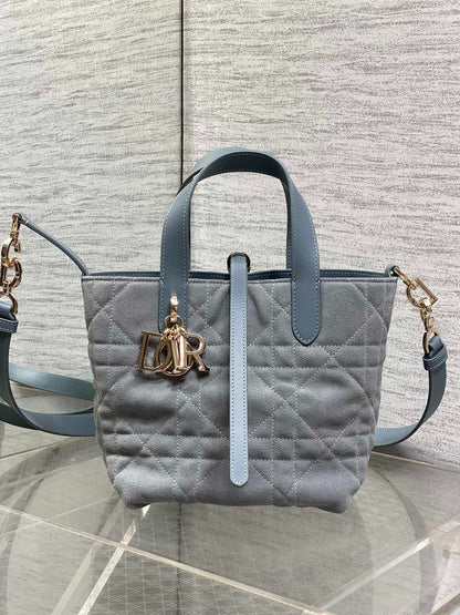 CD 2026 Toujours Bag Blue Grey Suede Leather 286497