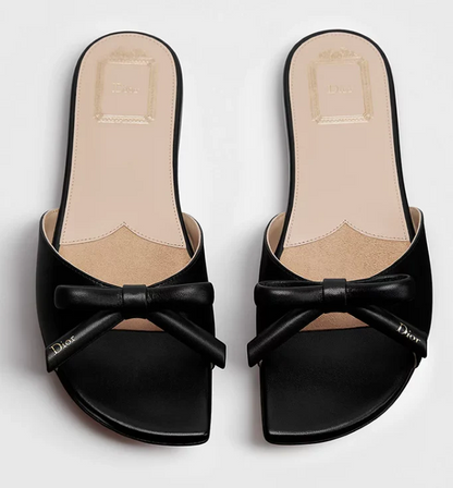 Dior 2026 Bow Slide Black Lambskin