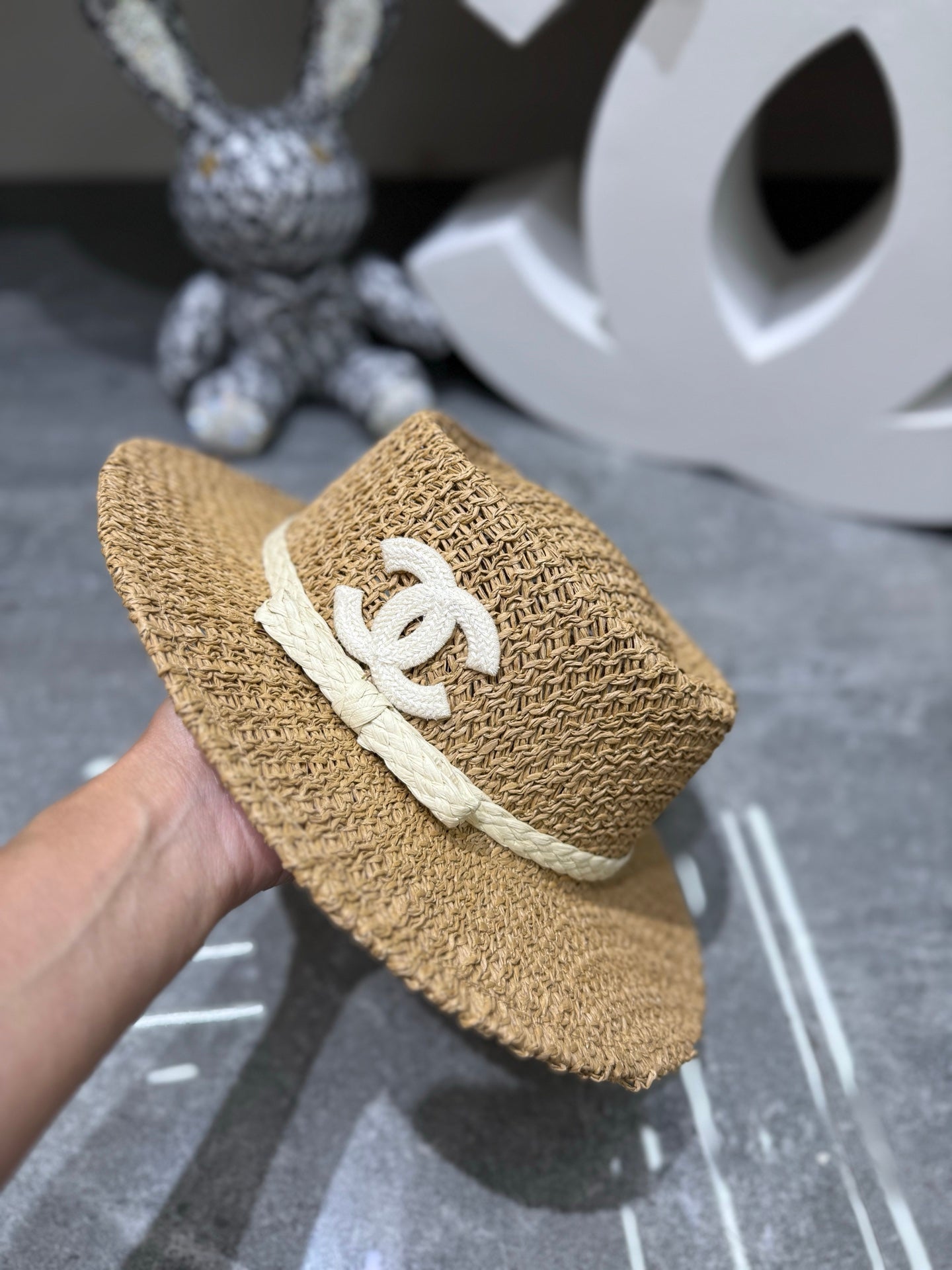 Chanel Handmade Woven Concave Crown Flat Cap