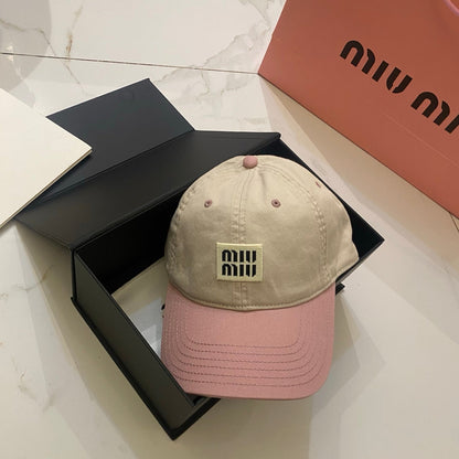 MiuMiu Color-Blocked Logo Baseball Cap